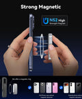 Magnetic External SSD With USB 3.2 Gen 2x2 up to 2000MBps attached to smartphone via strong magnet in use image.