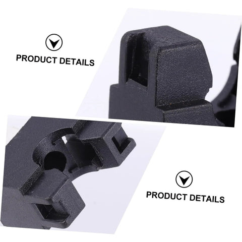 Close-up of WOONEKY hose holder with deep cradle clips; black plastic pipe brackets for aquarium tubing, 10-pack