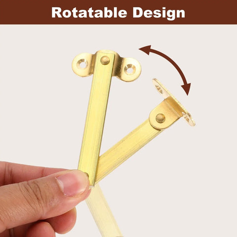 Pack Of Two Heavy Duty Brass Lift Hinges With Smooth Swing Lid Supports For Cabinet Wardrobe And Jewelry Box features rotatable design.