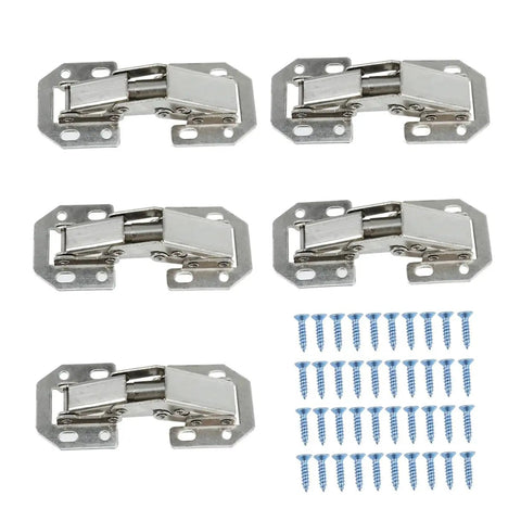 Thick Hydraulic Concealed Steel Cabinet Hinges With Screws For Kitchen Cabinets, Half Overlay, Easy Install, 5 Pack