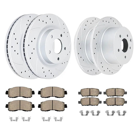 Front And Rear Drilled And Slotted Brake Kit With Ceramic Pads For Nissan Altima 2013-2025 Replacement Includes Rotors And Hardware
