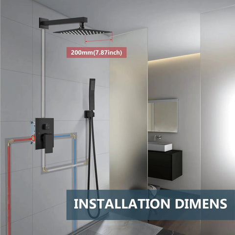Top Shelf Matte Black Shower Faucet Kit Featuring A Nifty 8 Inch Rainfall Head And Handy Handheld Sprayer Crafted From Heavy Duty Stainless Steel And Solid Brass For Rugged Bathroom Upgrades Built Tough For Stress Free Daily Washes