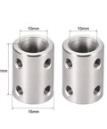 10mm To 10mm Stainless Steel Rigid Shaft Coupling With Set Screw 22mm Long 16mm Outer Diameter Beefy Clamp Connector For 3D Printers Stepper Motors CNC Machines DIY Robots 2 Pack, showing detailed dimensions and holes for set screws.
