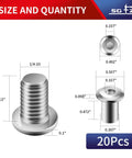 1/4 20 X 1/2 Flat Head Hex Socket Cap Screw And Bolt Pack With Hex Wrench Solid 304 Stainless Steel Hardware dimensions and quantity.