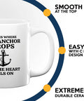 11oz White Coffee Mug Land Is Where We Sip Gift For Boaters And Sailors Funny Lake Life Glass Cup For Boat Captains And Crew