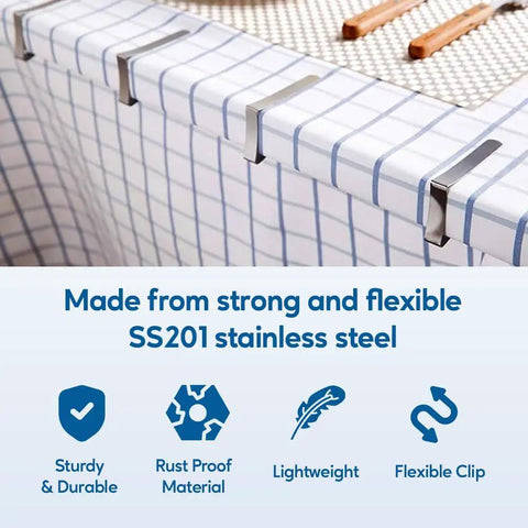 Heavy Duty Stainless Steel Picnic Tablecloth Clips 12 Pack for Outdoor Tables, Durable Clamps on Checkered Cloth