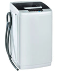 Full Automatic Washer And Spinner Combo, 8 Point 8 Lbs Portable Laundry Machine with visible drainage hoses and control panel.