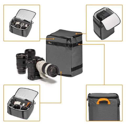PhotoSport Pro 55L Camera Backpack With Front And Rear Access for DSLR and Mirrorless, showing removable insert with camera gear