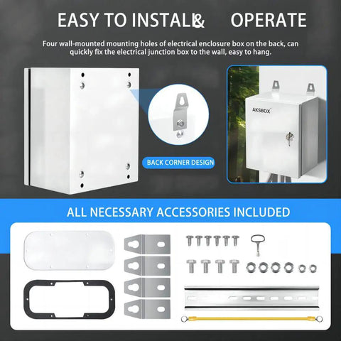 Image showing Built Tough Outdoor Electrical Enclosure Box 16 By 12 By 7 Inches Metal Weatherproof NEMA 4X IP65 Wall Mount details.