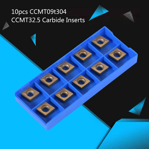 10-pack CCMT Turning Insert Set 32.5 Degree Carbide Inserts 9T304 for CNC Lathe in blue box