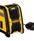 On Site Tough Bluetooth Speaker With AC DC Power And Battery Compatibility 12V 20V MAX with charger and rugged design