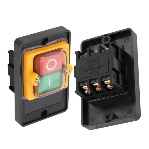 Heavy Duty Push Button Switch 120V 220V 380V 10A On Off Self Locking Button Auto Reset Off with Interior Screw Terminals