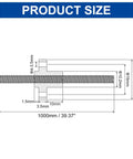 Technical diagram of 1000mm TR8x2 lead screw with brass nut and dimensions for 3D printers and CNC machines, 304 stainless steel rod.
