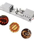 Badass Mini Lathe And Portable Rotary Tool For Woodworking Hobbyists With 7000 Rpm Speed Adjustment Rock Solid Aluminum Base shown with wooden beads.