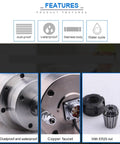 Beefy Torque Water Cooled Milling Spindle With ER32 Chuck XY20 Four Hole Aviation Plug 3.2KW 380V close-up features