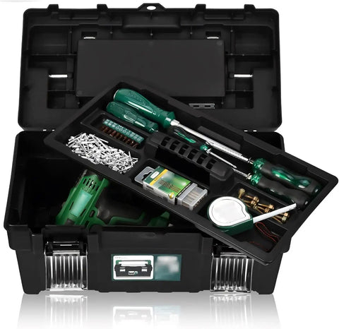 Beefy High Capacity Plastic Tool Box With Lift Out Organizer Tray Durable Storage Case For Tools Heavy Duty Tool Kit
