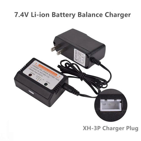 7.4V 2800mAh Li-Ion RC Battery 2 Pack With L6.2-2P Plug And 7.4V Balance Charger for Heng Long Tanks and MJX Aircraft