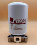Water Coolant Filter Spin On WF2075 With Base for Cummins ISM11 and Peterbilt Series 60, show 11/16 UN 2B thread base close-up.