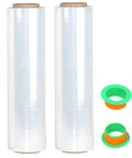 Two Pack Clear Stretch Wrap Film 18 Inch By 1000 Feet 80 Gauge Industrial Strength With Plastic Handle Self Adhering Pallet Wrap