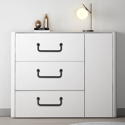 Slick Black Aluminum Folding Pull Handle Ninety Degree Swivel For Cabinet And Drawer Hardware No Sweat Installation 3.78 Inch Center Mount Premium Furniture Refresh