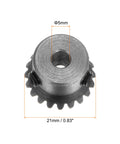 Two Piece Bevel Gear Set For Mechanisms, 1M Module, 20 Teeth, 5mm Shaft Hole, 1 To 1 Tapered Bevel Pinion Gear, 45 Steel