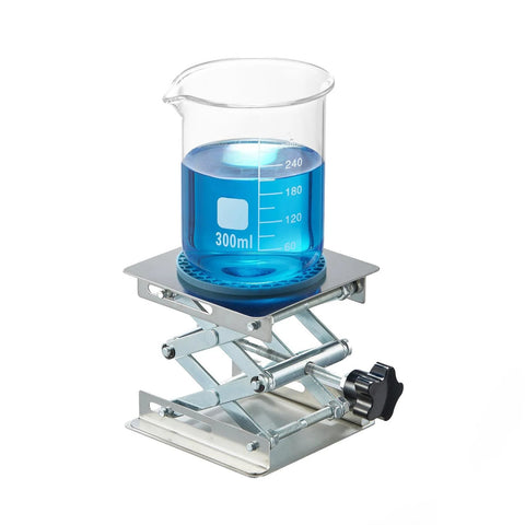 Amazon lab scissor jack stand with 4x4 inch stainless steel platform; adjustable height 50–160mm, 5kg capacity