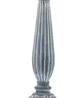 Farmhouse Table Lamps Set of 2, 27.5 Inches, Antique Blue base detail, Rustic End Table Lamps With White Bell Shade