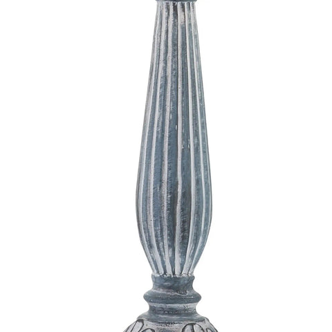 Farmhouse Table Lamps Set of 2, 27.5 Inches, Antique Blue base detail, Rustic End Table Lamps With White Bell Shade