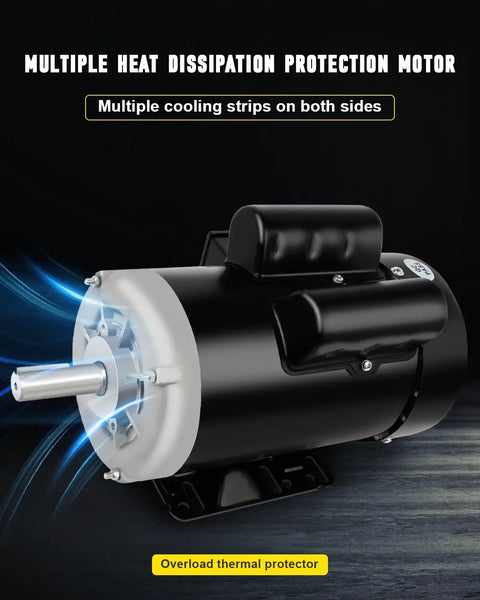 Beefed Up 3HP TEFC Electric Motor 230V 3450 RPM 145T frame with cooling strips and overload protection for harsh environments.