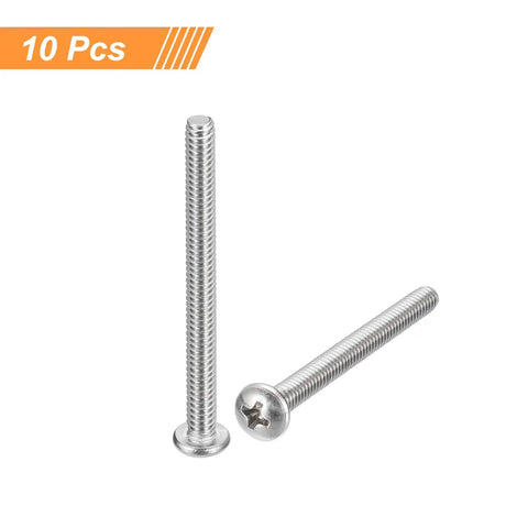 Hardcore Badass Size 10-24 X 4 Inch 304 Stainless Steel Pan Head Machine Screw Set Featuring Phillips Drive and Fully Threaded Body