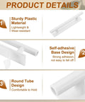10 Pack Self Stick Push Pull Helpers 6 Inch Round Plastic Adhesive Cabinet Handles Easy Install Stick On For Kitchen Cabinets Windows Sliding Doors Closets Wardrobes White detail view of white plastic handle, adhesive base, round tube design