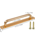 2 Pack Barn Door Handles for Cabinets and Drawers, Aluminum Alloy Flush Flat Base Pulls in Gold, with screws, dimensions labeled