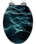 Toilet Seat Elongated Resin for Bathroom with water wave design, 14.5" x 18.5", ideal for most standard toilets.