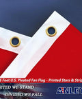 Detail of Patriotic 3 By 6 Feet Pleated Fan US Flag Half Fan Banner With Canvas Header And Brass Grommets Fade Resistant