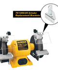 Straight Shooter 76136800 Grinder Bracket mounted on Dewalt DW756 Bench Grinder with protective guard for secure use.
