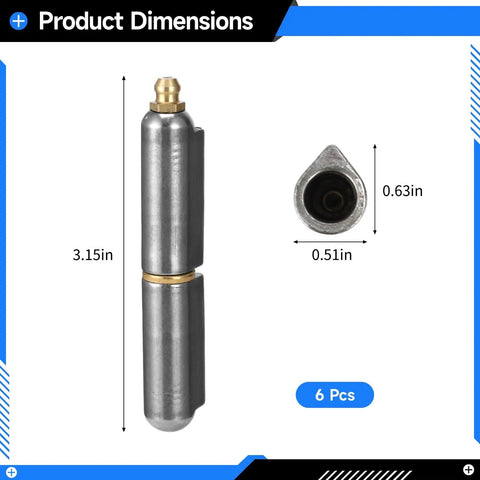 5 Pack Weld On Water Drop Gate Hinges For Doors And Fences, 3.15 x 0.63 x 0.51 inches, steel with copper pad, product dimensions