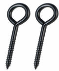 Heavy Duty 6 Inch Eye Hooks And Screws Set, Holds Up To 800 Lbs, rustproof self-tapping eye bolts shown in black finish for indoor and outdoor use.