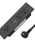 Recessed Desk Power Strip With USB Ports And Flush Mount 6ft Cord, 3 AC Outlets Plus 2 Fast Charge USB Ports, 20W USB-C PD And 18W USB-A QC3.0