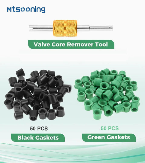 100 Pack One Quarter Inch Quick Coupler Charging Gaskets For HVAC Systems, Rubber Water And Oil Resistant Seals For Refrigeration High Pressure Lines, Durable Corrosion Resistant Gasket Set For Easy DIY Air Conditioning Maintenance. 50 black and 50 green rubber gaskets