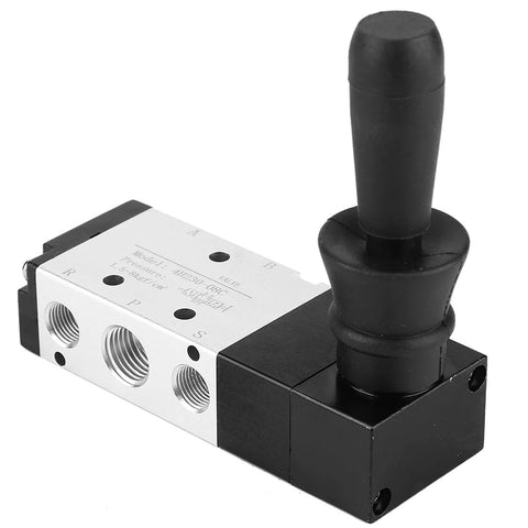 Manual Pneumatic Valve Hand Lever Control For 5 Port 3 Position air circuit hand lever operated solenoid valve, close-up view
