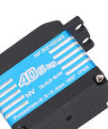 Heavy Duty RC Digital Servo Motor Featuring IP68 Waterproof Sealing And Solid Aluminum Gears, 40kg with black and blue design.