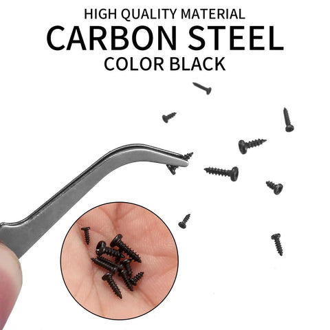 1000 Pcs Small Pan Head Screws Assortment Kit Micro Tiny Self Tapping Machine Screws For Glasses Watches Phones Electronic Repair DIY Projects Pro Grade Metal Fasteners made of carbon steel.