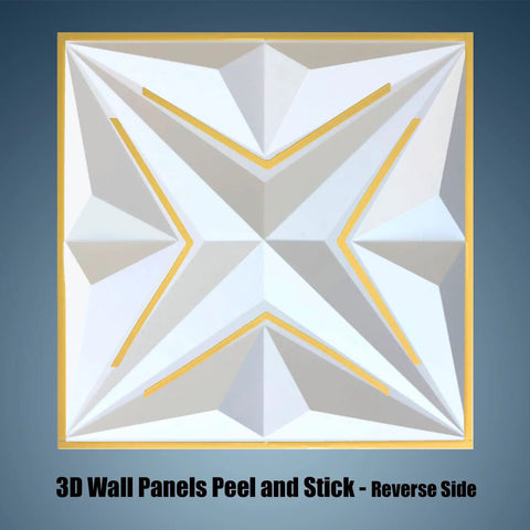 Easy Peel And Stick 3D Wall Panels For Interior Decor, Premium PVC White Tiles With Star And Diamond Pattern, 19.69 By 19.69 Inches, Pack Of 12 Covers About 32 Sq Ft, Modern Accent Wall Makeover