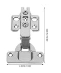 Two Pack Stainless Steel Cabinet Hinges With Soft Close And Smooth Action showing front view dimensions, durable door hardware
