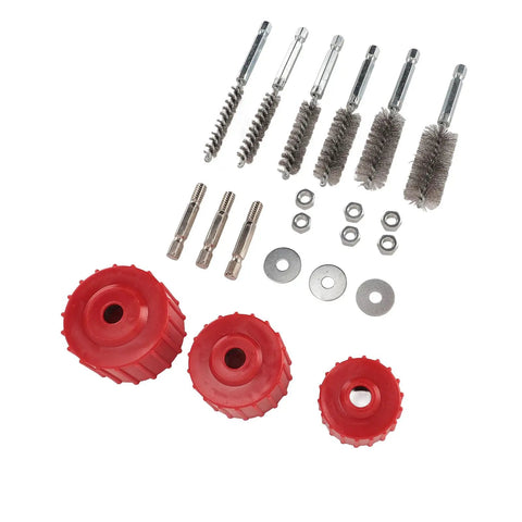 Power Drill Copper Pipe Cleaner Kit For Half Inch, Three Quarter Inch, And One Inch Tubes Cleaning Brush Set With Stainless Steel Wire