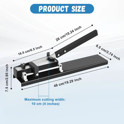 Product dimensions for Open Slot Wire Duct Cutter Tool For PVC Trunking Slotted Ducts And Covers With 45 Degree And 90 Degree Cutting