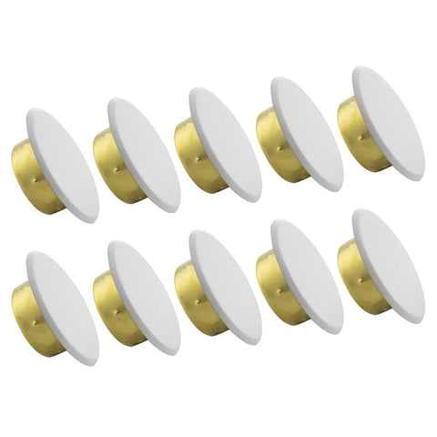 10 Pcs Universal Fire Sprinkler Concealment Cover Plates Thick Iron Decorative Pipe Caps with golden backing for easy installation.