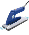 Cool Shield Heat Bond Iron Pro Grade With Double Heat Shield Up Front Thermostat Control shown with blue handle and metal base.