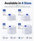 Collapsible water containers in 4 sizes with leak-proof spigot, part of Two 2.6 Gallon Collapsible Water Container With Leak Proof Spigot