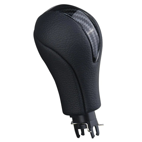 Gear Shift Knob For Automatic Transmission Replacement In Black And Carbon Fiber, Designed To Match OEM Dimensions, side view